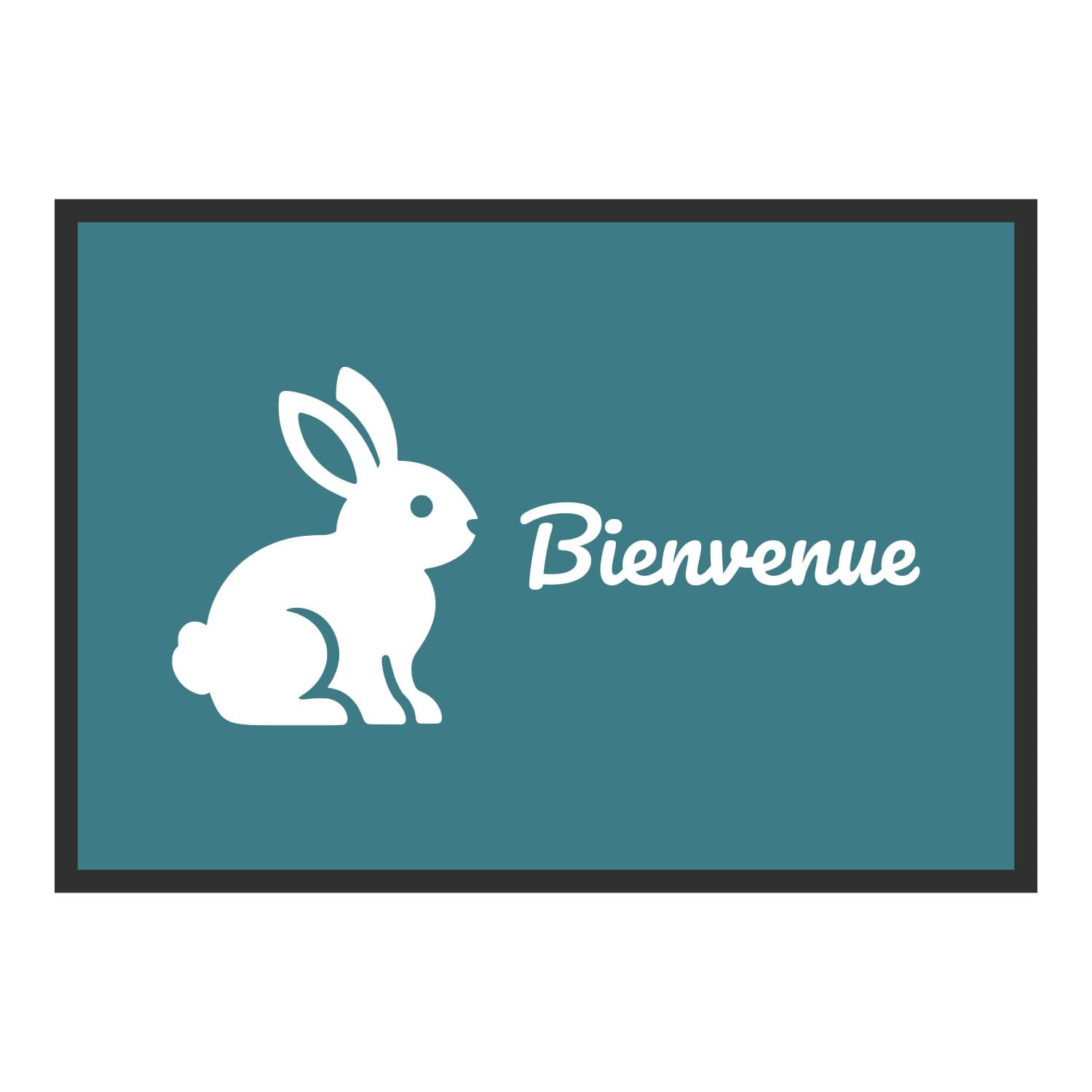 Vue du tapis Lapin Bienvenue dans son format et ses couleurs de départ