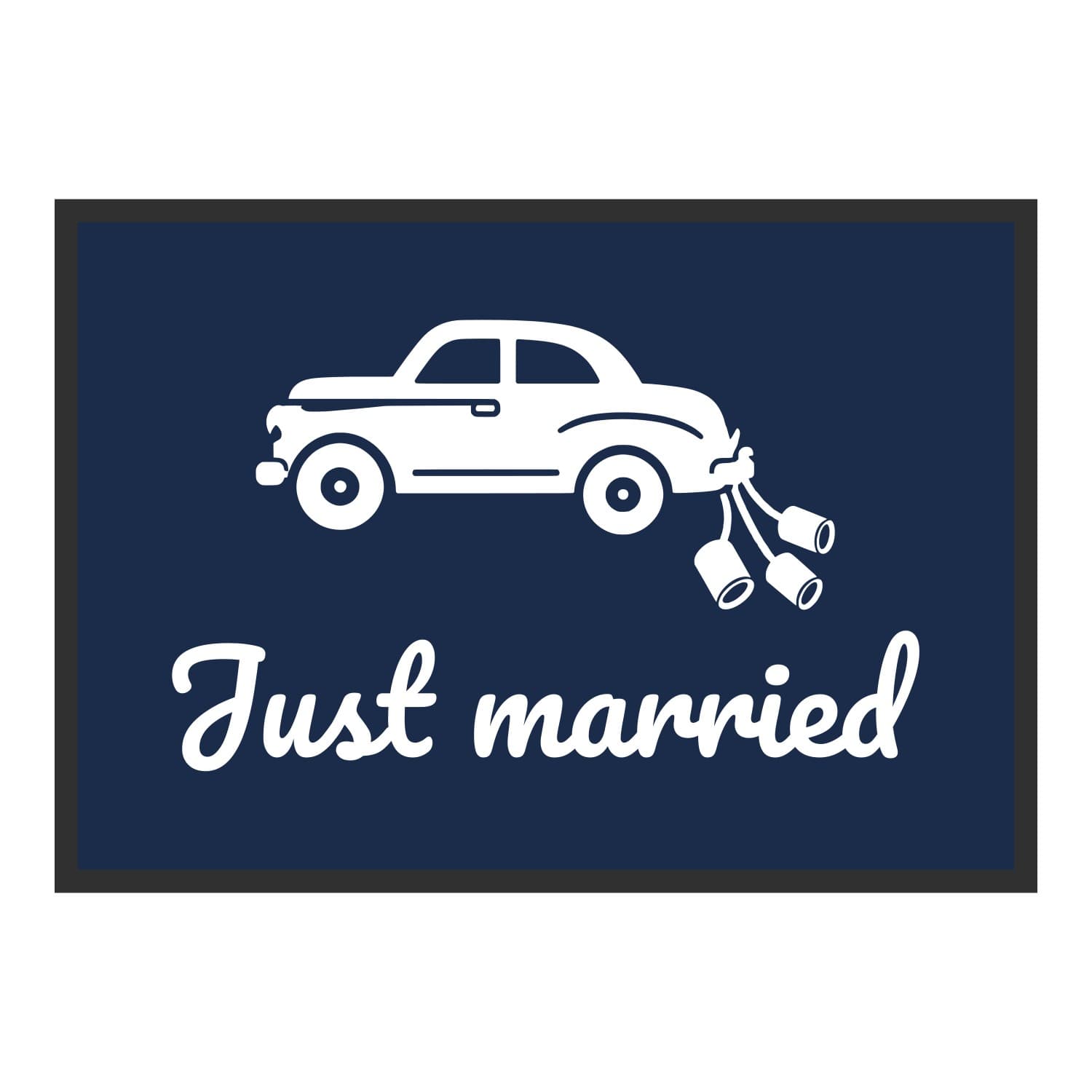 Vue du tapis Voiture Just married dans son format et ses couleurs de départ