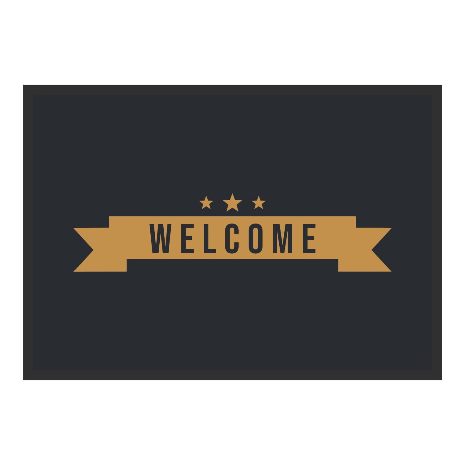 Vue du tapis Welcome banderole dans son format et ses couleurs de départ