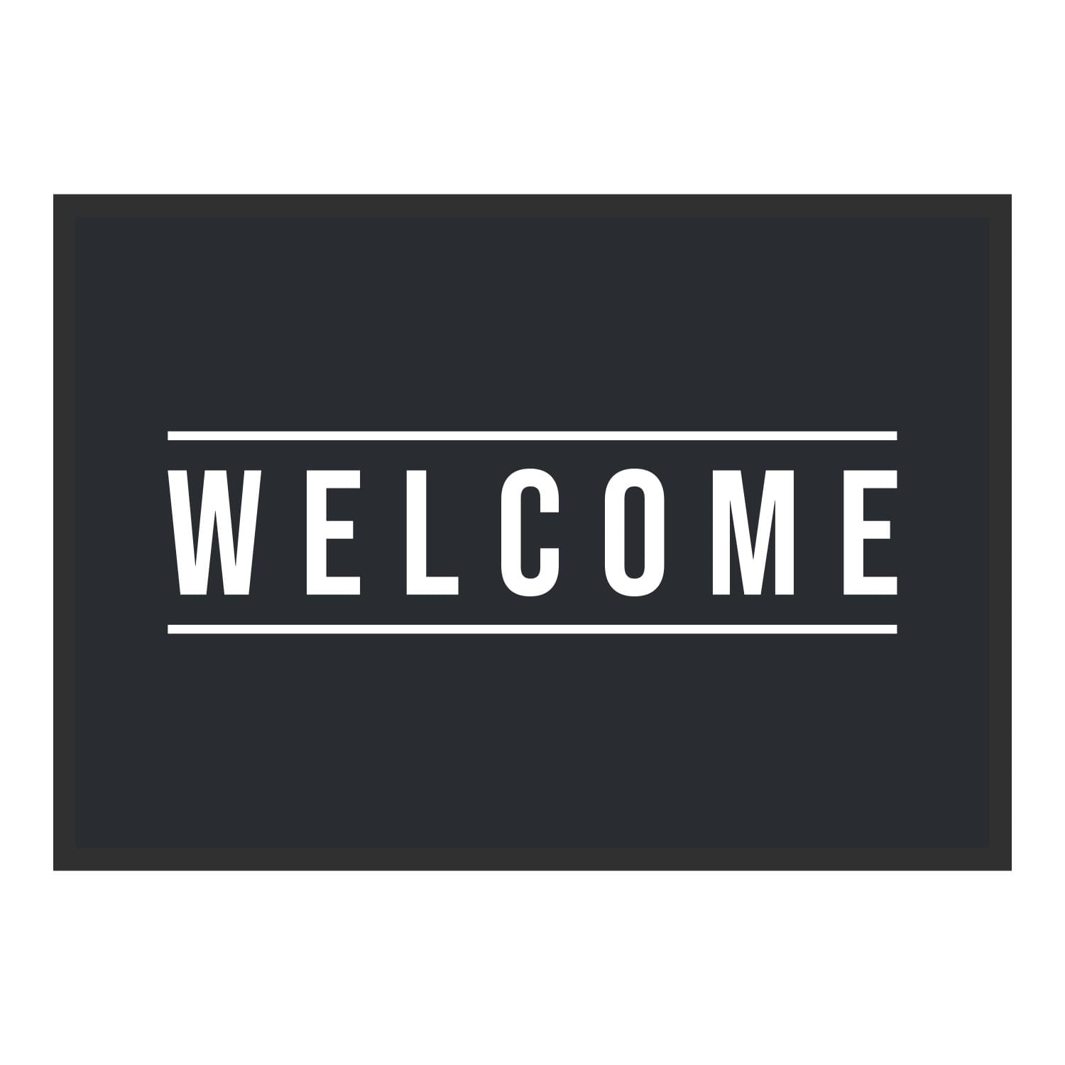 Vue du tapis Welcome moderne dans son format et ses couleurs de départ