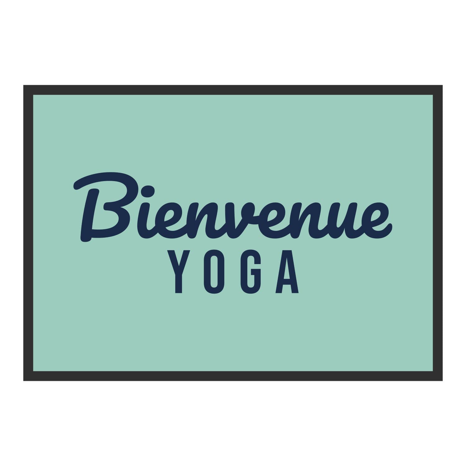 Vue du tapis Bienvenue yoga dans son format et ses couleurs de départ